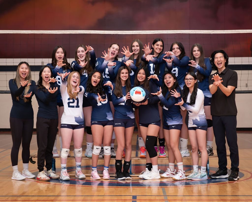 Club volleyball team and coaches photographed at a Lower Mainland photo night